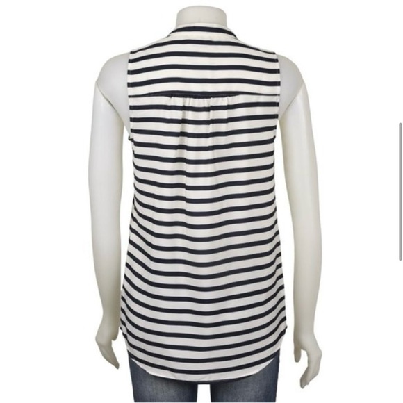 J.  Crew Striped Draped Button Down Blouse Blue Cream Size 4‎ - Picture 5 of 7